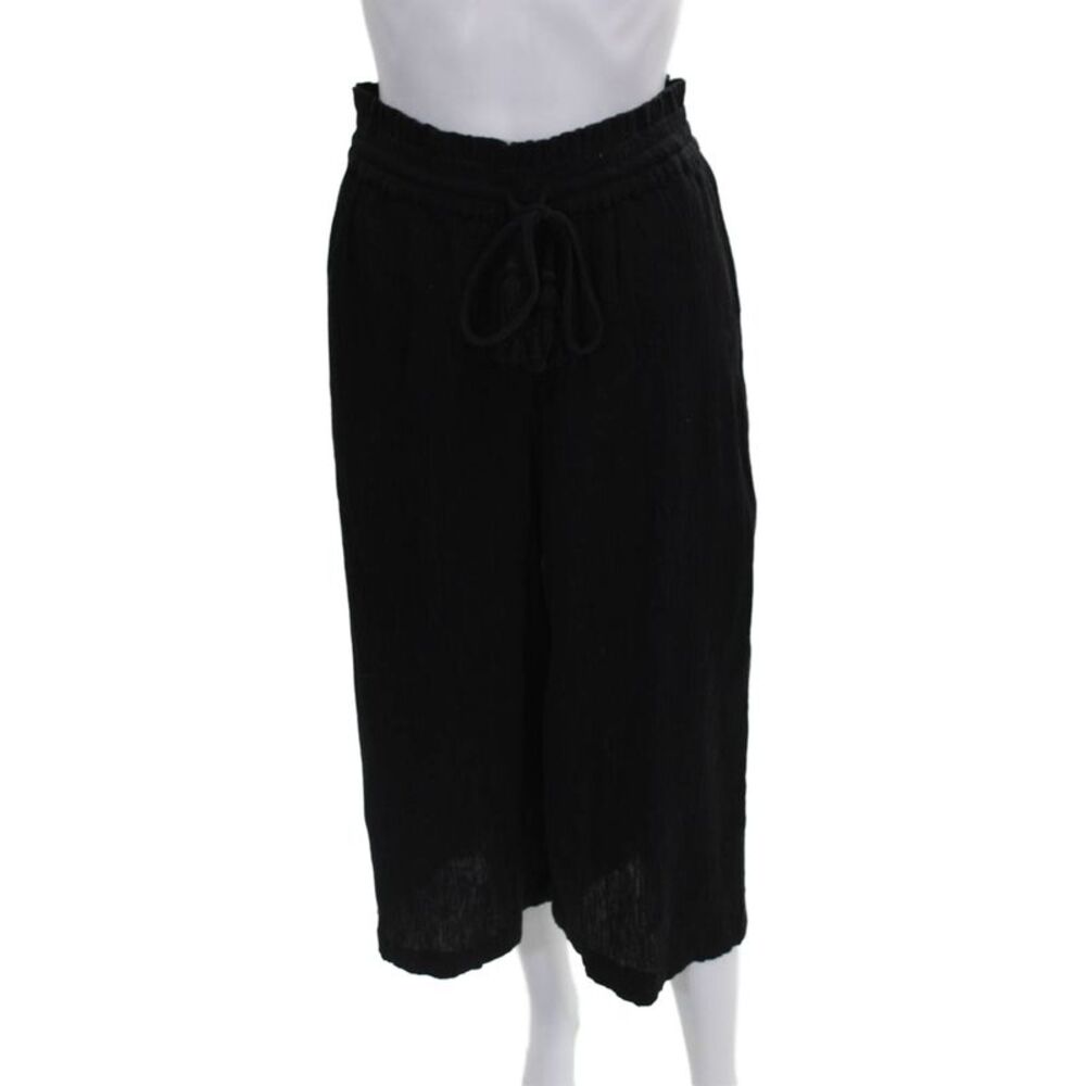 Change of Scenery Women Cropped Black Cotton Drawstring Pants Size XS